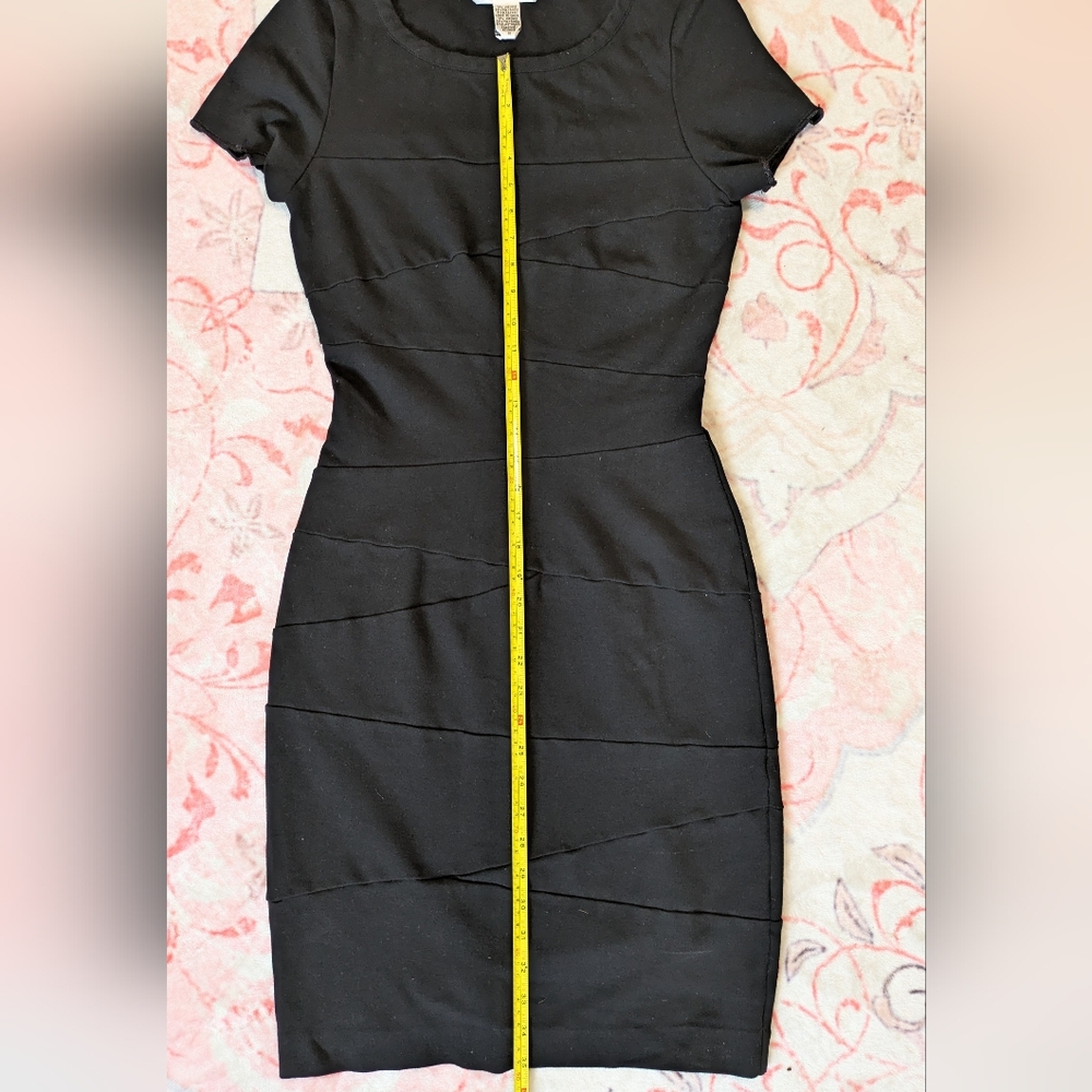 Diane Von Furstenberg Black Midi Cocktail Dress Size 10 Shortsleeve Bodycon - Picture 9 of 10